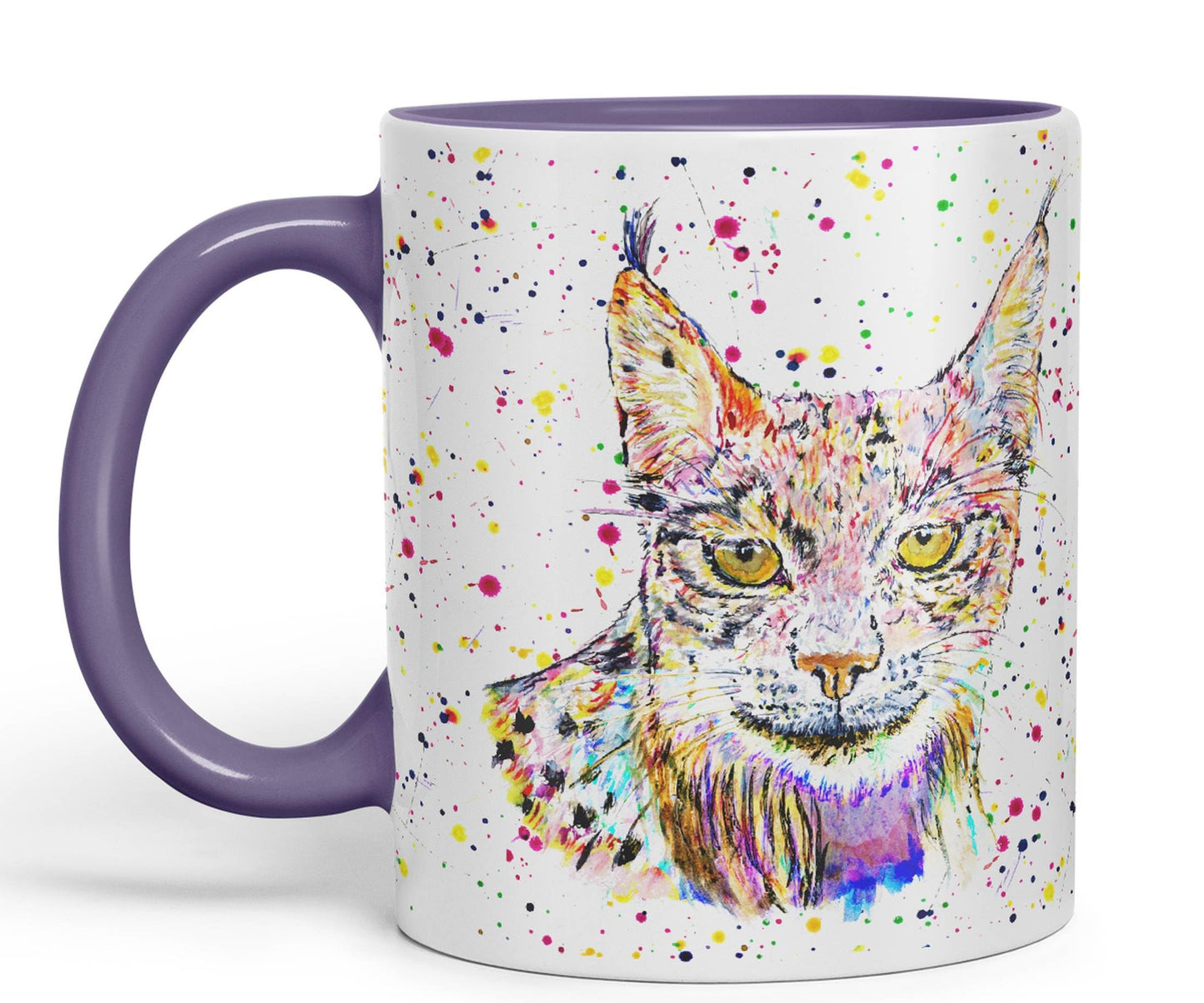 Vixar Lynx Cat Animal Watercolour Art Coloured 330 ml Mug Cup Gift Birthday Work Office Tea Coffee