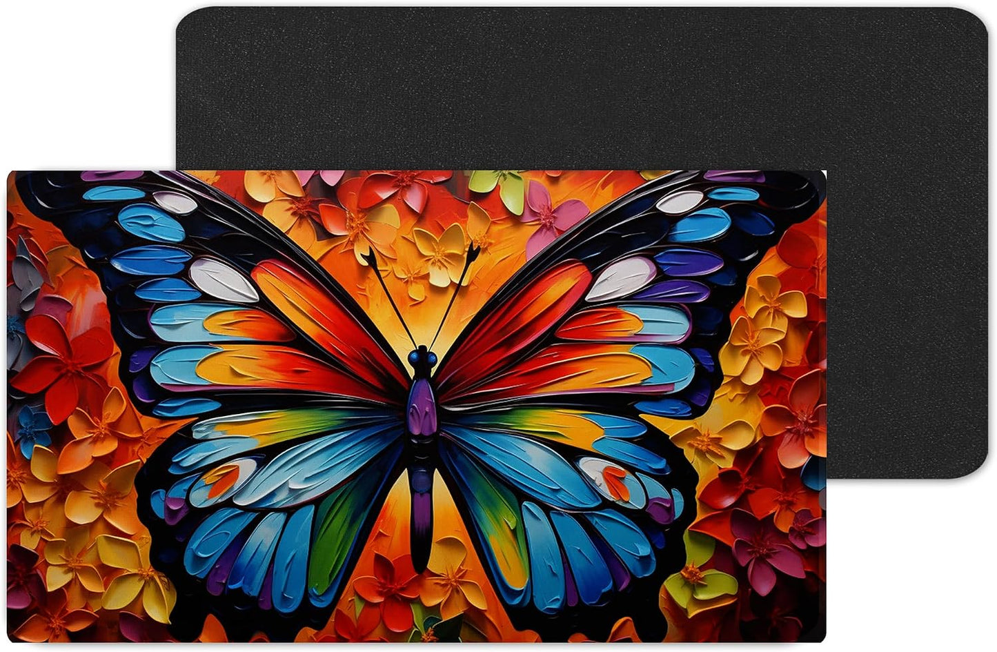 Vixar Colourful Mosaic Butterfly Large Desk Mat – Vibrant Nature Fabric Mouse Pad with 3mm Non-Slip Rubber Base, 600 x 350mm