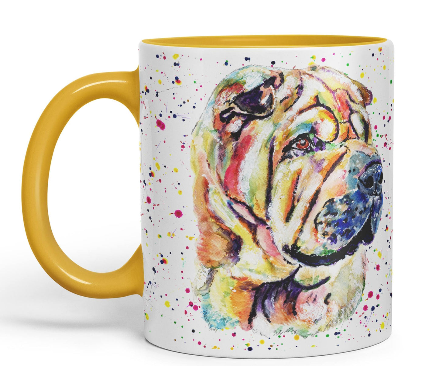 Vixar Shar Pei Wrinkly Chinese Dog Pet Animal Watercolour Art Coloured 330 ml Mug Cup Gift Birthday Work Office Tea Coffee