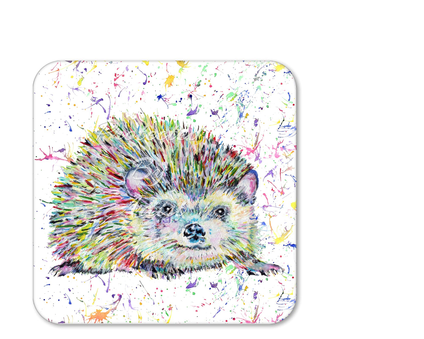 Coaster Hedgehog British Wildlife Animals Coasters Watercolour Art Gift Work Office Dining Tea coffee