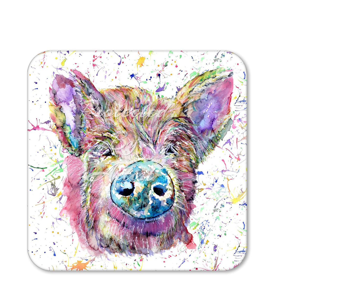 Coaster Pig Farm Animals Coasters Watercolour Art Gift Work Office Dining Tea coffee