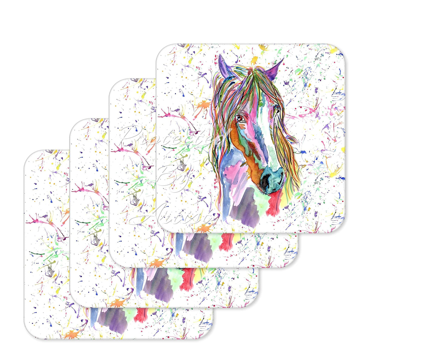 Coaster Horse Farm Animals Coasters Watercolour Art Gift Work Office Dining Tea coffee