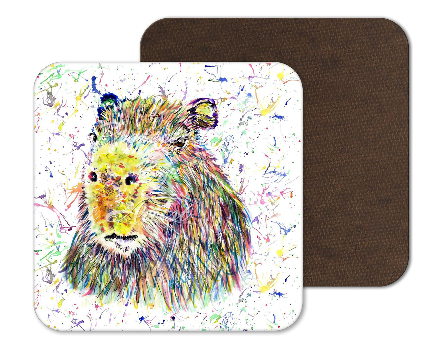 Coaster Capybara Large Rodent Pet Coasters Watercolour Art Gift Work Office Dining Tea coffee