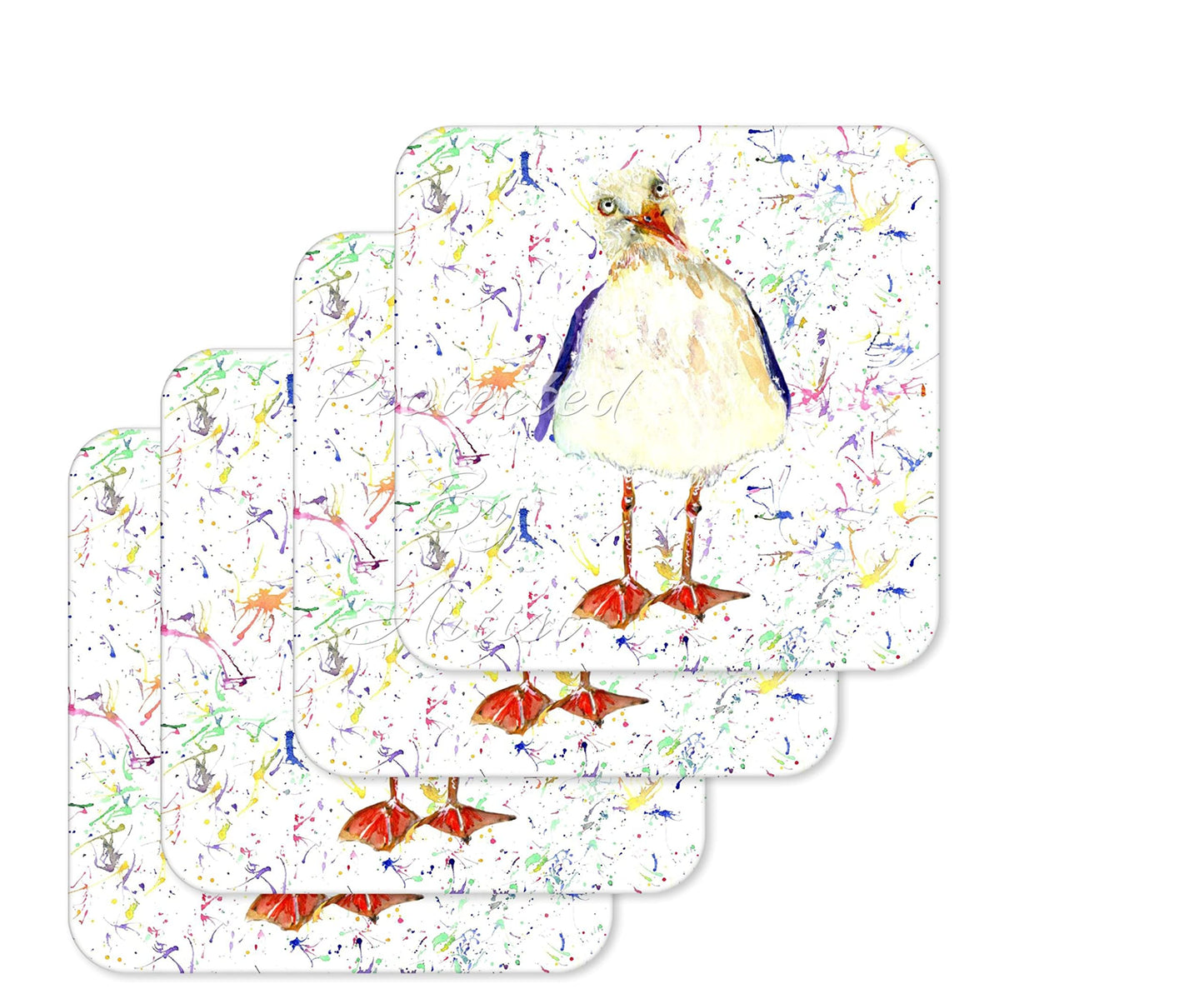 Coaster Seagull Beach Seafront Bird Animals Coasters Watercolour Art Gift Work Office Dining Tea coffee