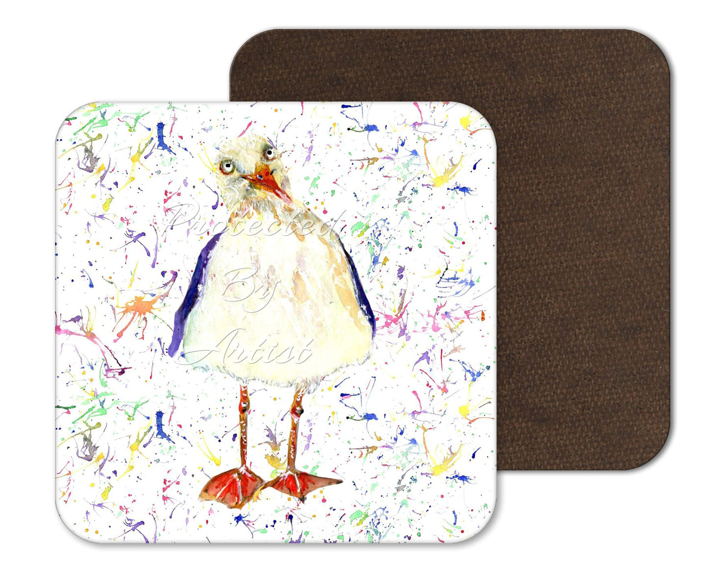 Coaster Seagull Beach Seafront Bird Animals Coasters Watercolour Art Gift Work Office Dining Tea coffee