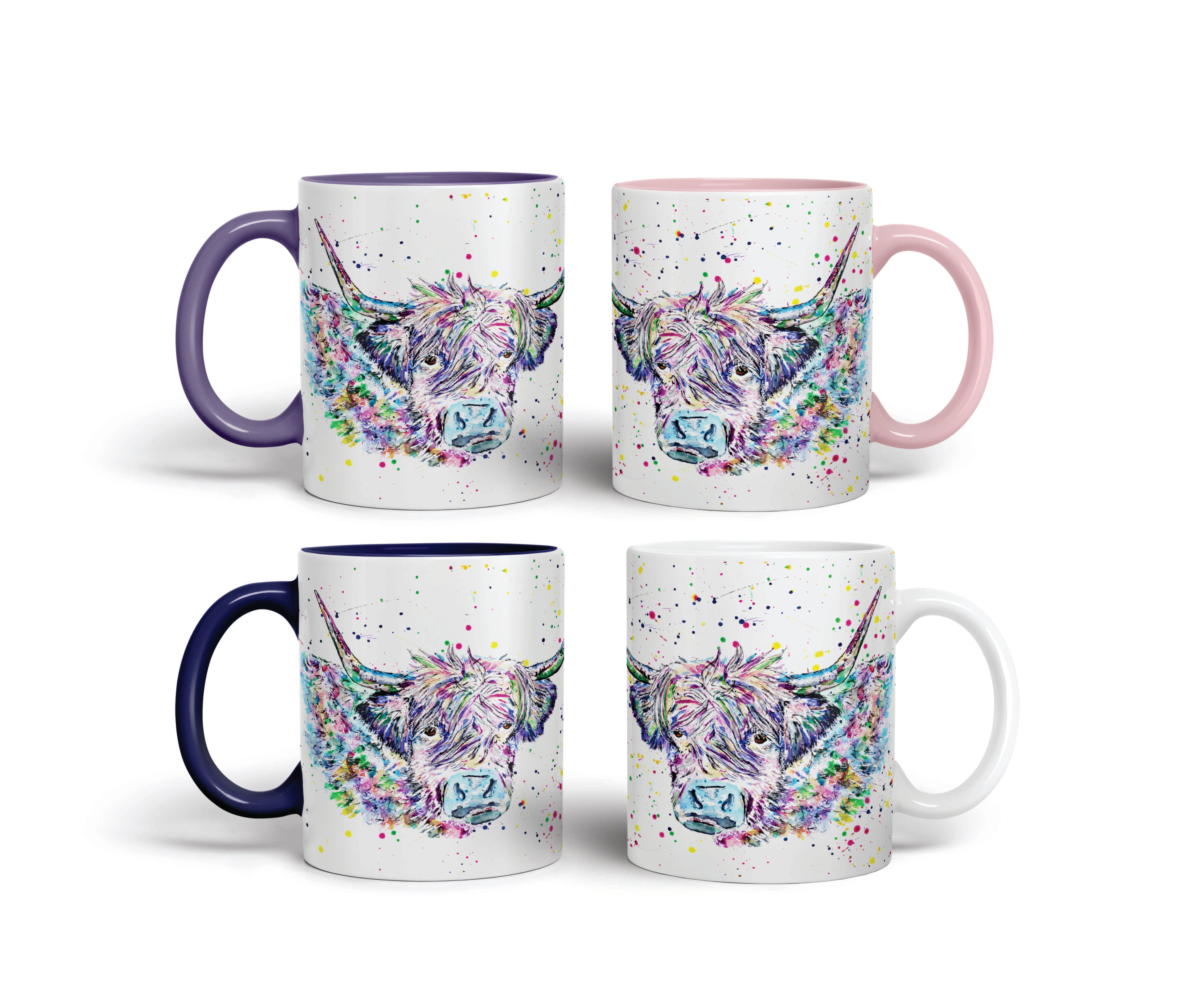 Vixar Highland Cow Scottish Farm Animal acquerello arcobaleno colorato tazza tazza regalo, compleanno, lavoro, ufficio, tè di Natale (bianco Vixar Highland Cow Scottish Farm Animal acquerello arcobaleno colorato tazza tazza regalo, compleanno, lavoro, ufficio, tè di Natale (bianco
