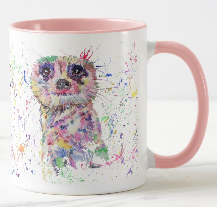 Meerkat Dessert Wildlife Animals Watercolour Rainbow Art Coloured Mug Cup