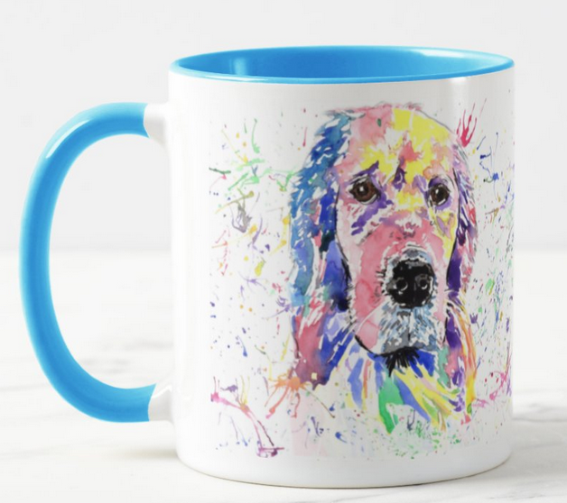 Golden Retriever Dog Pet Animals Watercolour Rainbow Art Coloured Mug Cup
