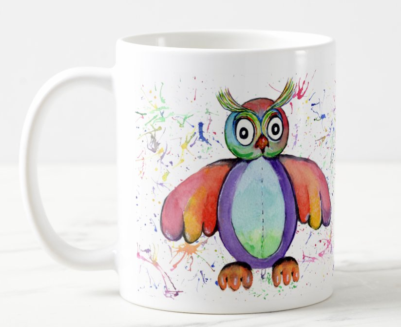 Caravan Static Holiday Home Watercolour Rainbow Art Coloured Mug Cup