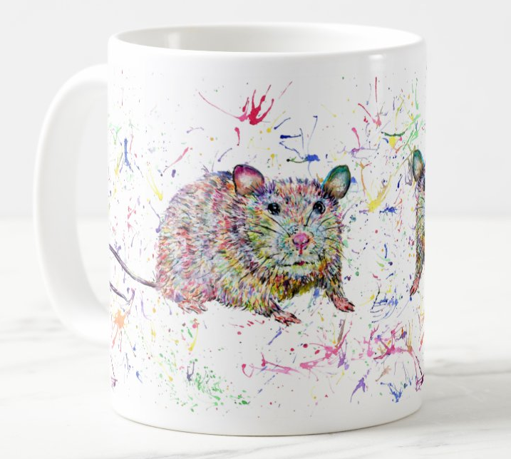 Rat Rodent animals Watercolour Rainbow Art Coloured Mug Cup