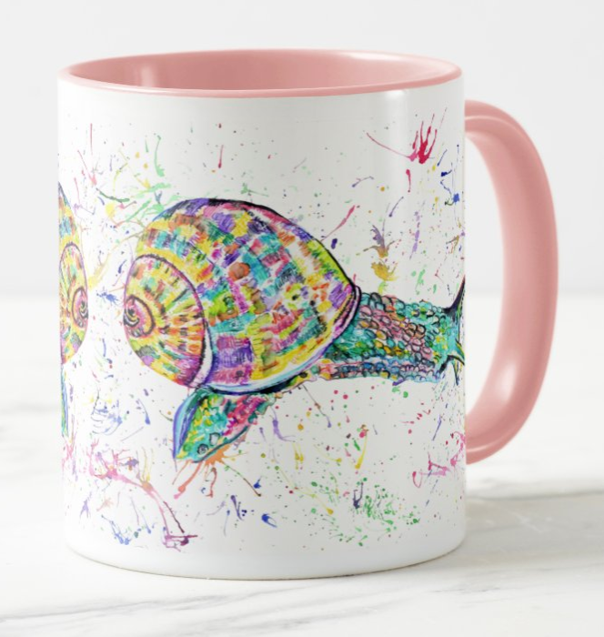 Snail Animals Watercolour Rainbow Art Coloured Mug Cup