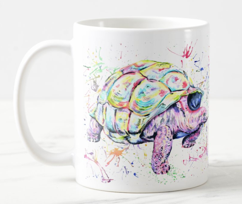 Tortoise water animals Watercolour Rainbow Art Coloured Mug Cup