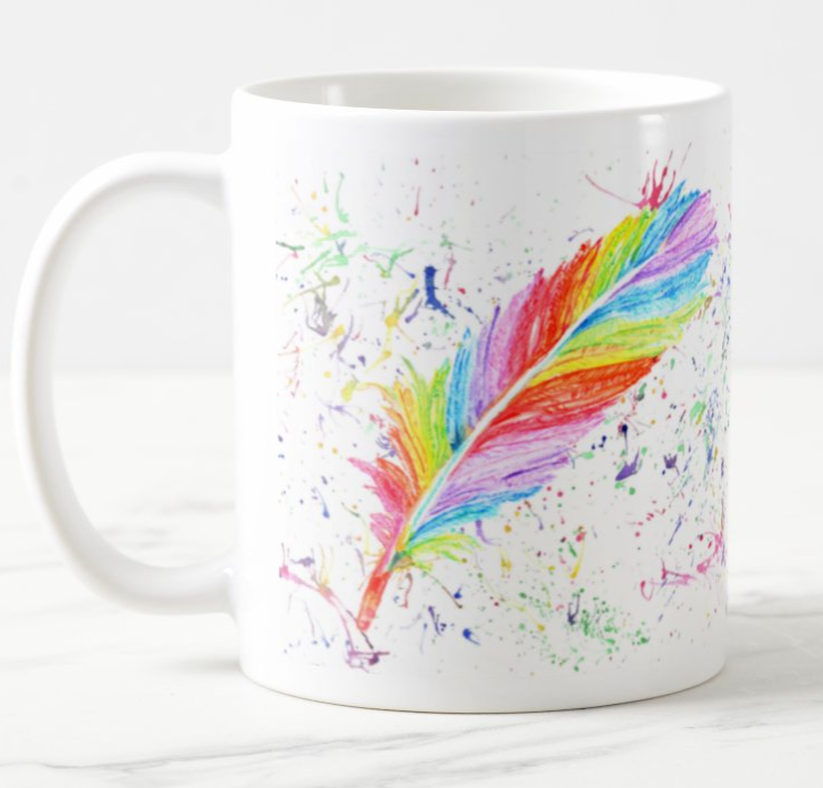 Feather Rainbow Feathers Appear Angels Near Watercolour Rainbow Art Coloured Mug Cup
