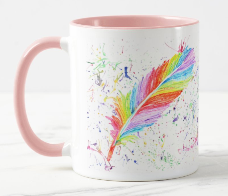 Feather Rainbow Feathers Appear Angels Near Watercolour Rainbow Art Coloured Mug Cup