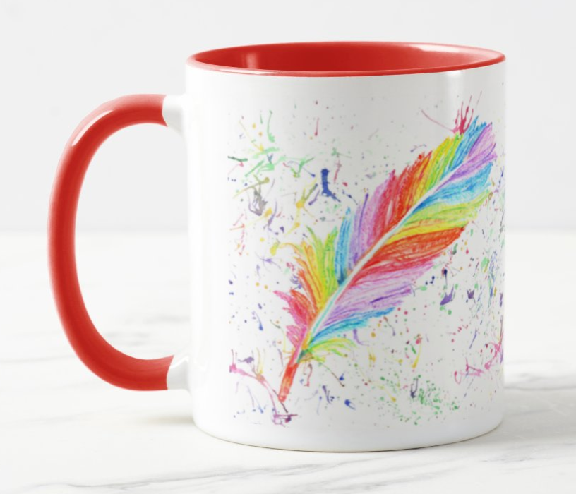 Feather Rainbow Feathers Appear Angels Near Watercolour Rainbow Art Coloured Mug Cup