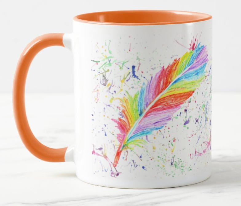 Feather Rainbow Feathers Appear Angels Near Watercolour Rainbow Art Coloured Mug Cup