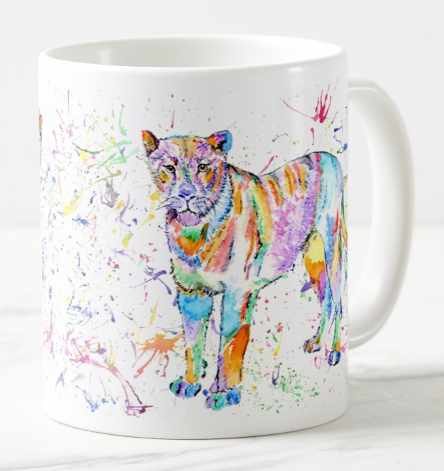 Lioness Lion Big Cat Safari Animals Watercolour Art Coloured Mug Cup