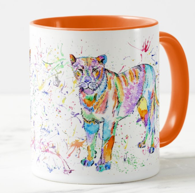 Lioness Lion Big Cat Safari Animals Watercolour Art Coloured Mug Cup