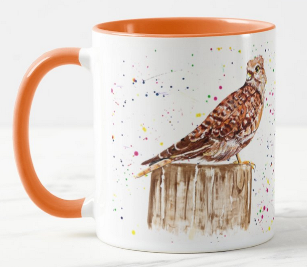 Sparrowhawk Bird of prey Bird Animal Watercolour Rainbow Art Coloured Mug Cup