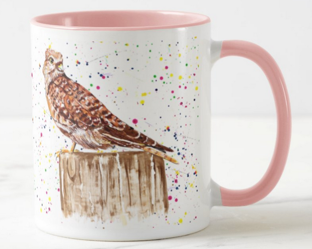 Sparrowhawk Bird of prey Bird Animal Watercolour Rainbow Art Coloured Mug Cup