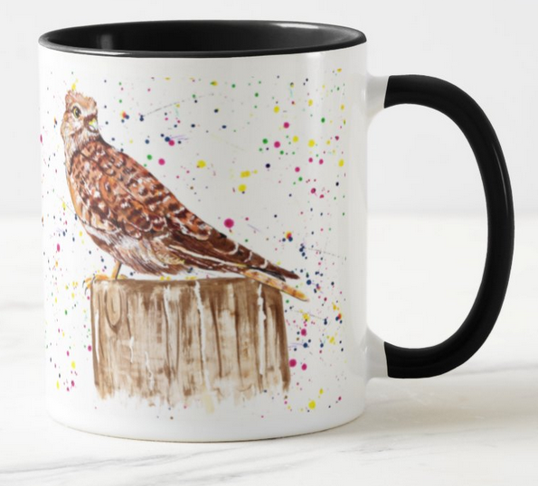 Sparrowhawk Bird of prey Bird Animal Watercolour Rainbow Art Coloured Mug Cup
