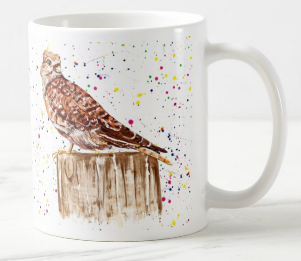 Sparrowhawk Bird of prey Bird Animal Watercolour Rainbow Art Coloured Mug Cup