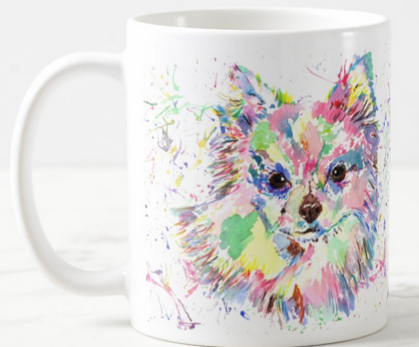 Chihuahua Long Hair Dog Pet Animals Watercolour Rainbow Art Coloured Mug Cup
