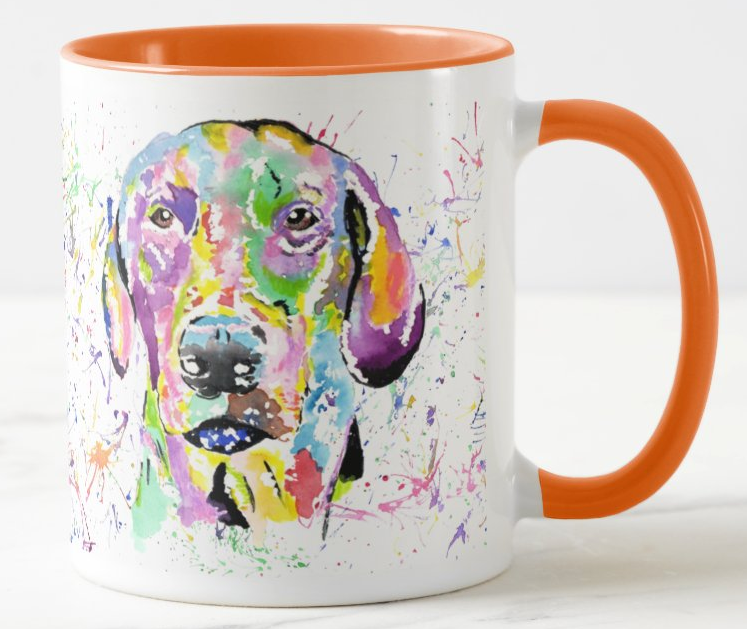 Doberman Dog Pet Animals Watercolour Rainbow Art Coloured Mug Cup