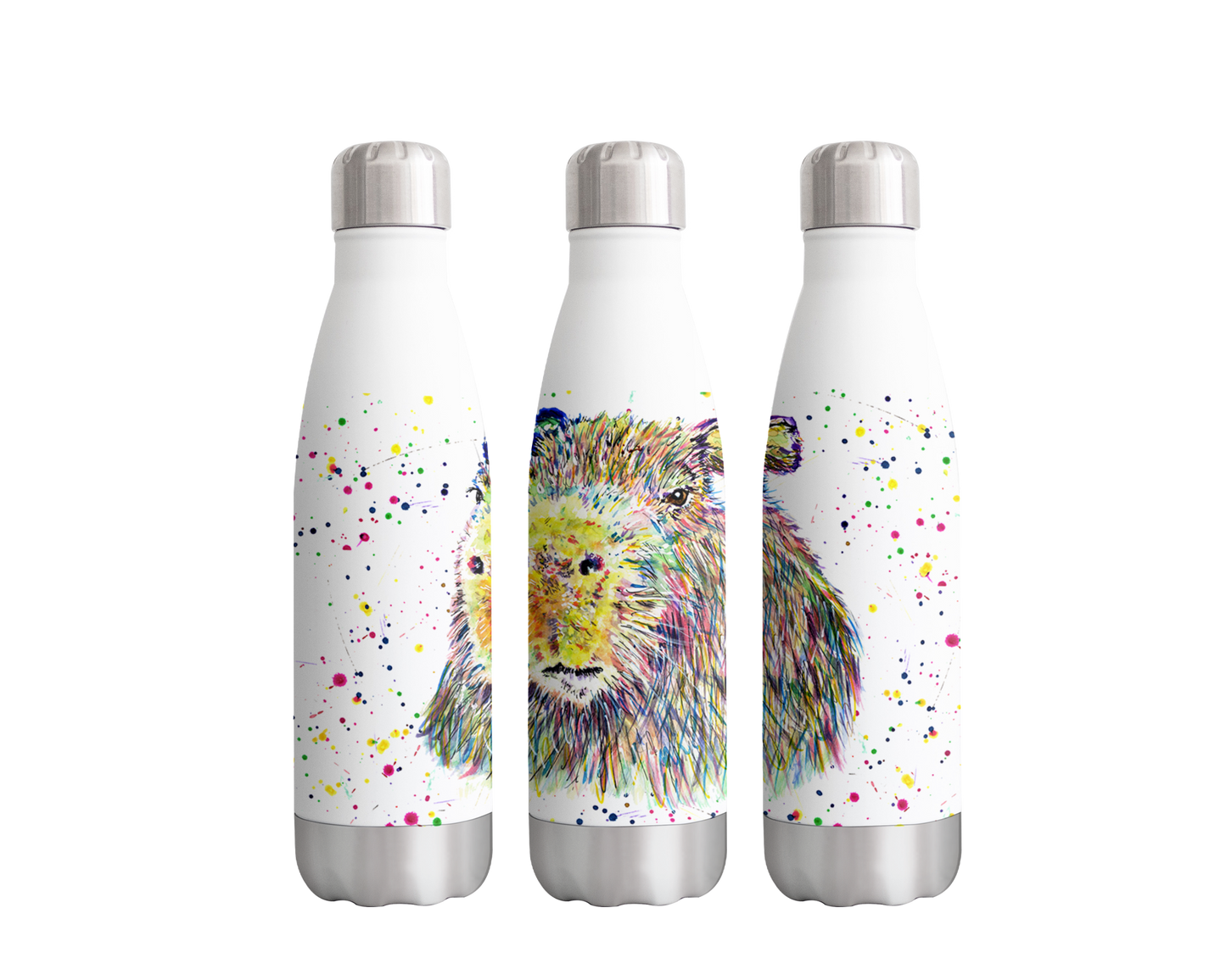 Capybara Large Rodent Pet Animals Watercolour Rainbow Art Bottle 500ml
