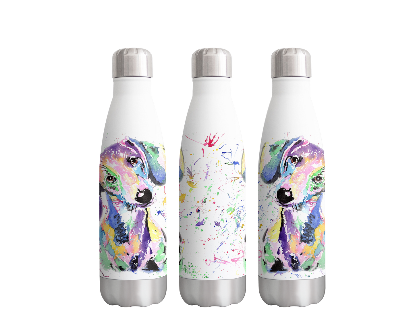 Dachshund Sausage Wierner Dog Pet Watercolour Rainbow Art Bottle 500ml