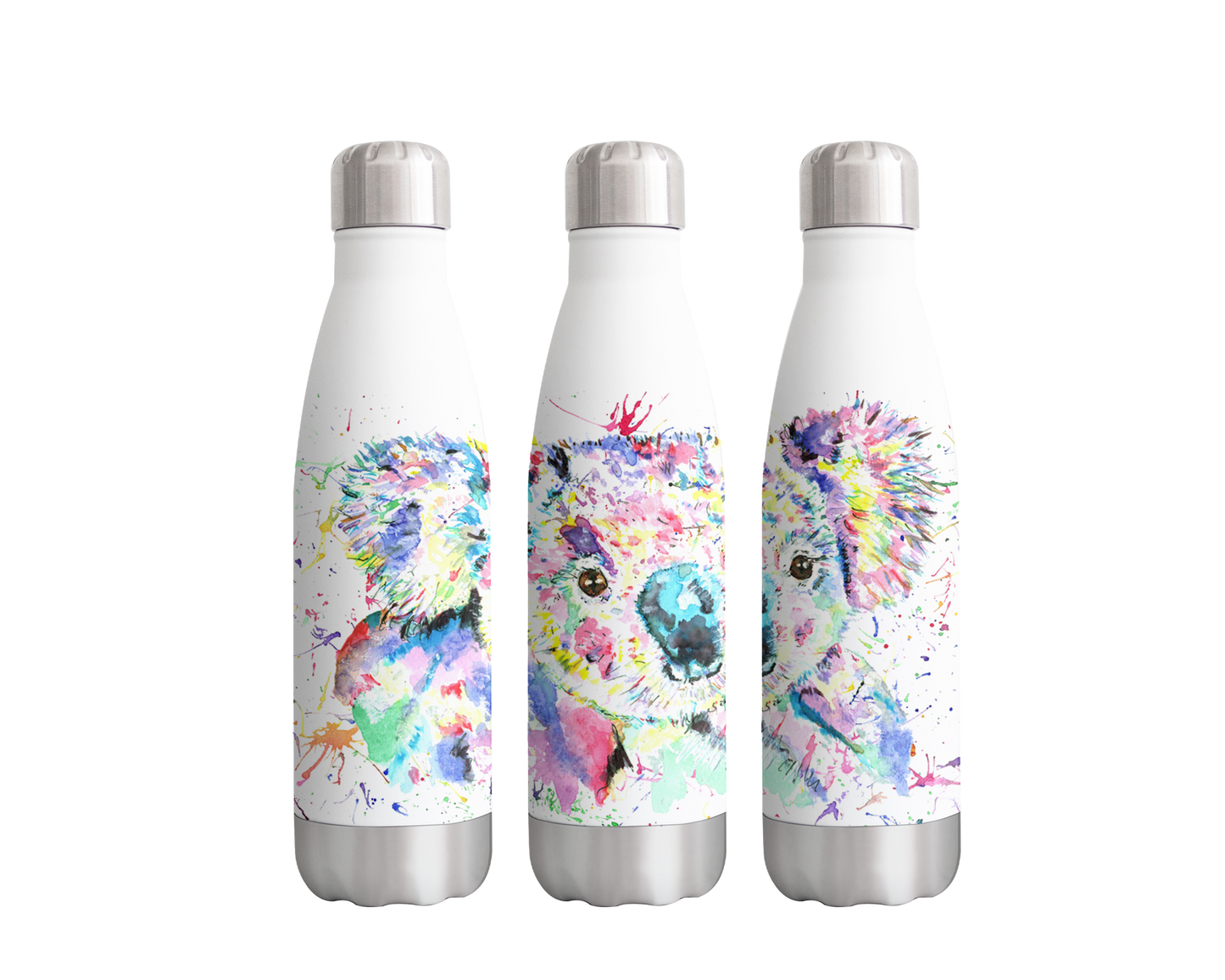 Koala Wildlife Animals Watercolour Rainbow Art Bottle 500ml