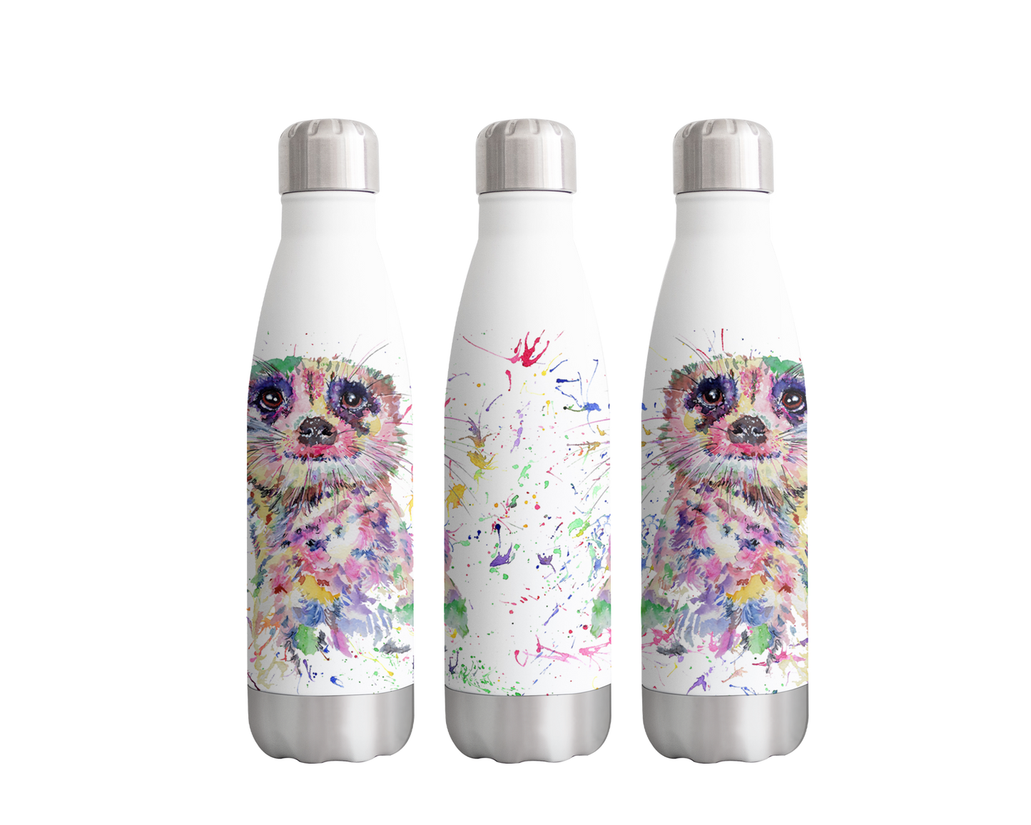 Meerkat Dessert Wildlife Animals Watercolour Rainbow Art Bottle 500ml