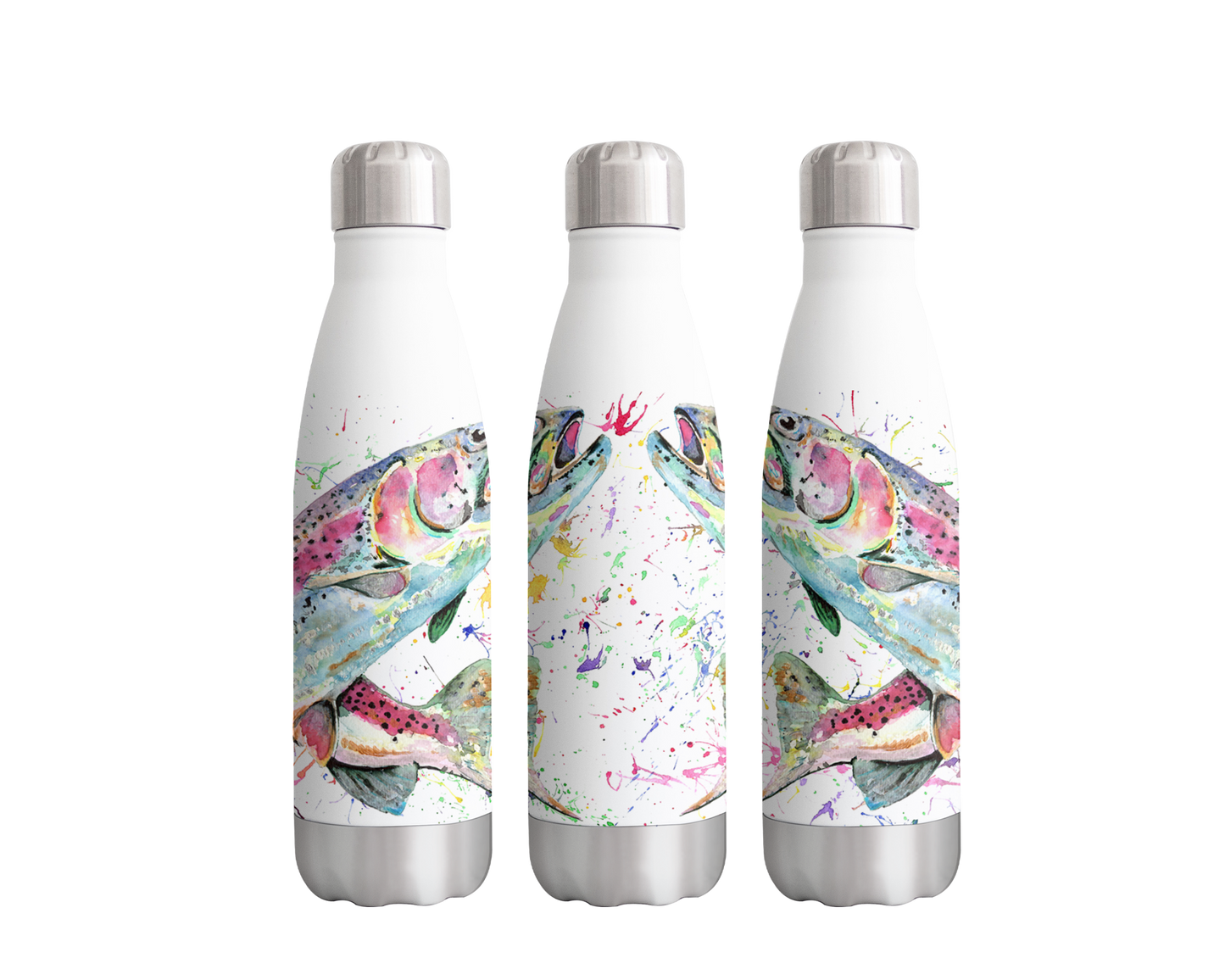 Trout fish Wildlife Animals Watercolour Rainbow Art Bottle 500ml