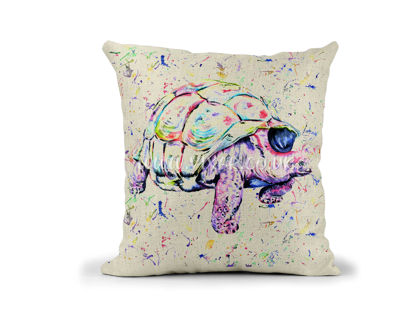 Tortoise aqua sea ocean animals Watercolour Rainbow Linnen Cushion With filling or cover only, 40x40cm