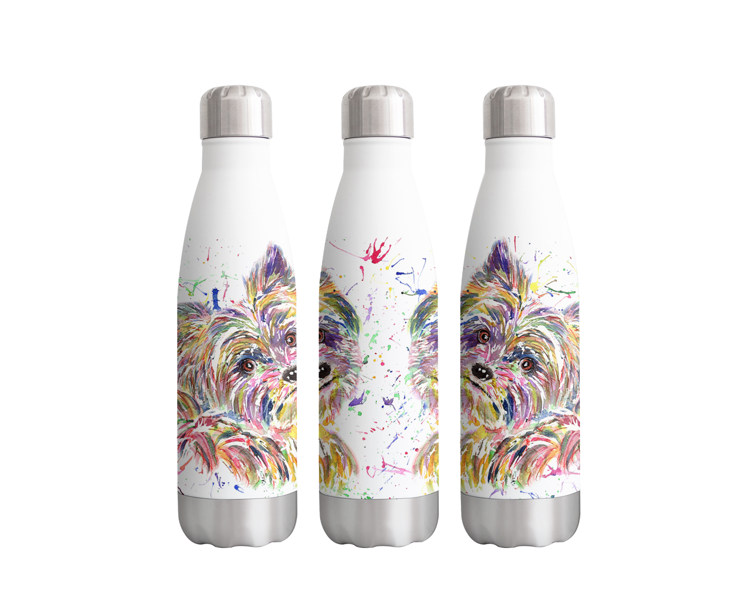 Yorkshire Terrier Yorkie York Dog Pet Watercolour Rainbow Art Bottle 500ml