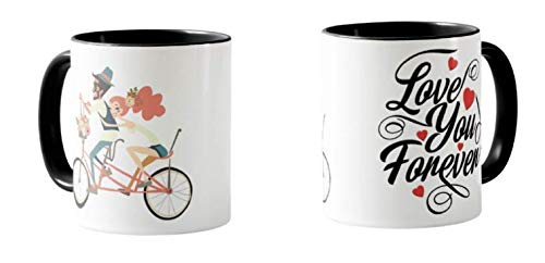 Valentines Day Gift Coloured Mug Cup11oz Ceramic Novelty Gift Couple, Love You Forever, Bike, VD06