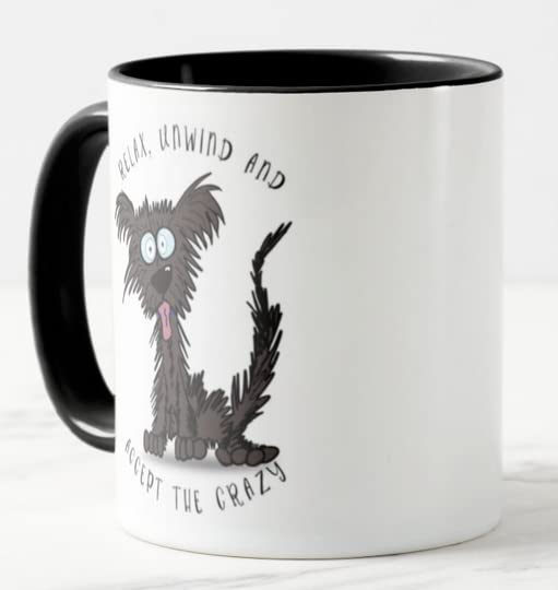 Vixar Relax Unwind and Accept The Crazy Dog Joke Coloured Mug Cup Gift Birthday Work Office Christmas Tea Coffee
