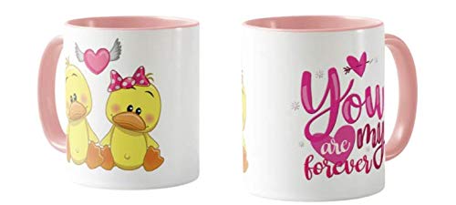 Valentines Day Gift Coloured Mug Cup11oz Ceramic Novelty Gift Couple, Ducks, You are My Forever, VD07