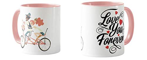 Valentines Day Gift Coloured Mug Cup11oz Ceramic Novelty Gift Couple, Love You Forever, Bike, VD06