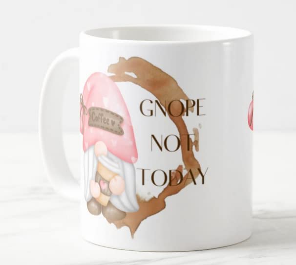 Vixar Gnome Gnope Not Today Joke Novelty Coloured Mug Cup Gift Birthday Work Office Christmas Tea Coffee