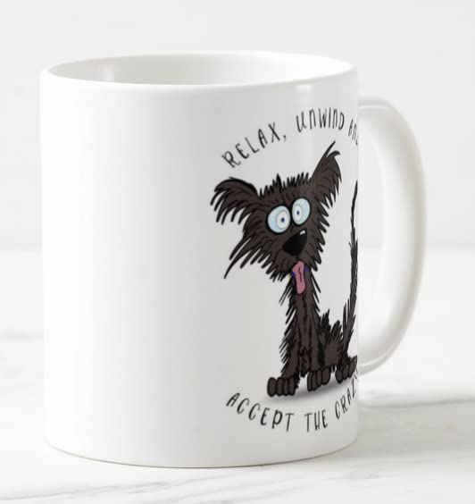 Vixar Relax Unwind and Accept The Crazy Dog Joke Coloured Mug Cup Gift Birthday Work Office Christmas Tea Coffee