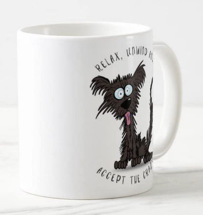 Vixar Relax Unwind and Accept The Crazy Dog Joke Coloured Mug Cup Gift Birthday Work Office Christmas Tea Coffee