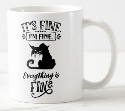 Vixar Its Fine I'm Fine Everything is fine Cat Joke Coloured Mug Cup Gift Birthday Work Office Christmas Tea Coffee 2
