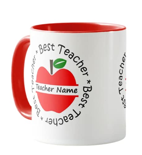 Vixar Teacher Mug - Thank You,Best Teacher,Personalised Mug Customised with Your Text, Teacher Gift from Kids, Preschhol, School Gift