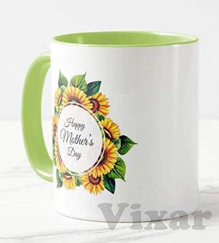 Happy Mother's Day (Yellow or Green Mug)11oz Ceramic Novelty Gift Sunflowers Mug Cup MD15