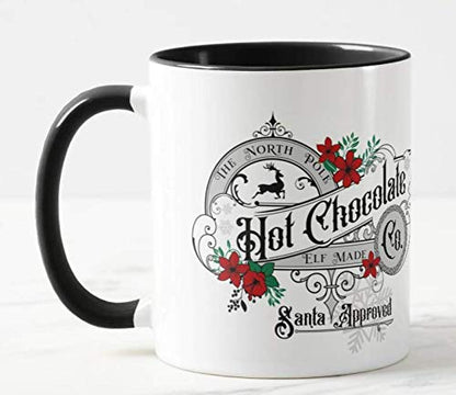 Vixar The North Pole Hot Chocolate Co. Christmas Coloured Mug Cup Novelty Office Birthday Christmas Coffee Gift Tea Present