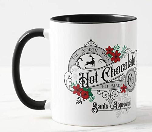 Vixar The North Pole Hot Chocolate Co. Christmas Coloured Mug Cup Novelty Office Birthday Christmas Coffee Gift Tea Present