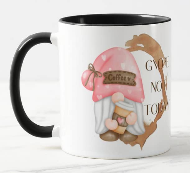 Vixar Gnome Gnope Not Today Joke Novelty Coloured Mug Cup Gift Birthday Work Office Christmas Tea Coffee