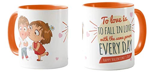 Valentines Day Gift Coloured Mug Cup11oz Ceramic Novelty Gift Couple, to Love is Fall in Love, with The Same Person Every Day, VD04