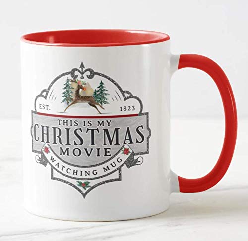 Vixar This is My Christmas Movie, Watching Mug, Christmas Coloured Mug Cup Novelty Office Birthday Christmas Coffee Gift Tea Present